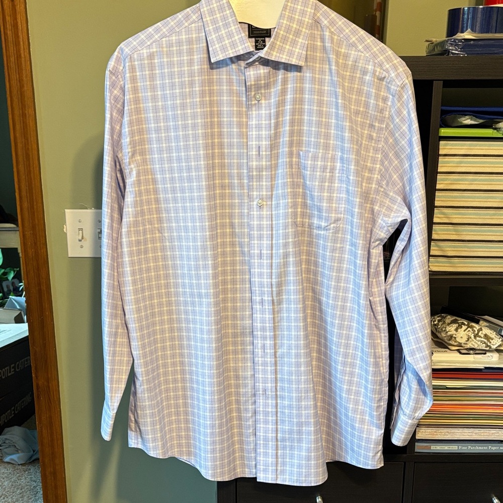 Jos. A. Bank Light Blue Plaid Casual Shirt